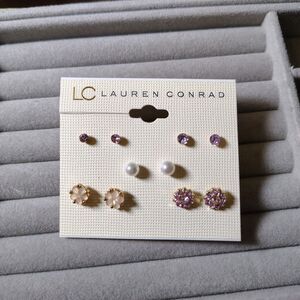 LC Lauren Conrad Gold Tone Stud Earrings 5 Pairs New/J91